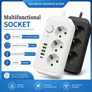 Regleta de Enchufes con 4 Puertos USB, Protección Contra Sobretensiones IP44, Control Remoto Wi-Fi, ABS, 16A, Opciones de Tipo de <span class=keywords><strong>Enchufe</strong></span> Personalizadas OEM/ODM, Mercado Ruso - Product Image 1
