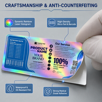 Étiquettes adhésives holographiques arc-en-ciel avec logo personnalisé, autocollants en rouleau imperméables pour flacons en verre d'huiles essentielles de 2 ml, 5 ml, 10 ml