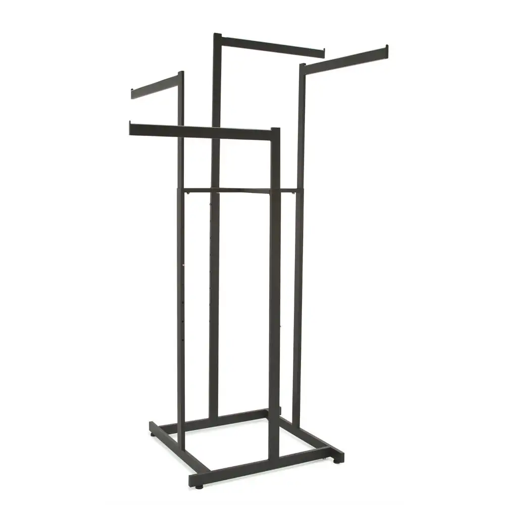 Men's And Women's Ready To Wear Shopping Mall Carbon Steel Props Garment Rack Display Used 4 Way Clothing Racks