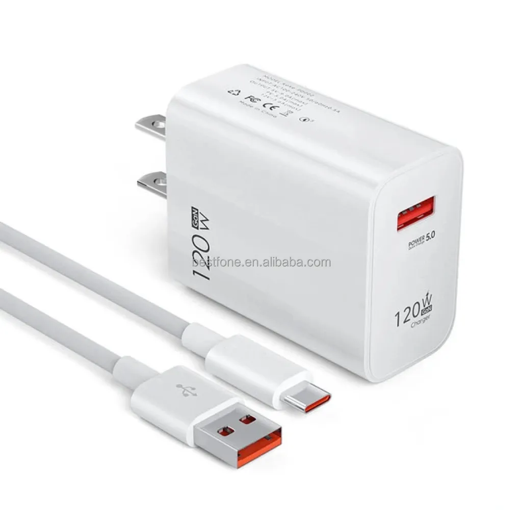 Pengisi daya Cepat Ponsel 120W Gan, adaptor daya USB 5.0 120W colokan EU/US/UK