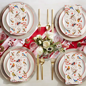 Huancai 20 pièces Floral oiseaux invités serviettes jetables <span class=keywords><strong>papier</strong></span> dîner <span class=keywords><strong>serviette</strong></span> salle de bain essuie-mains pour <span class=keywords><strong>anniversaire</strong></span> mariage fête fournitures - Product Image 6