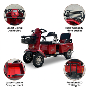 Scooter Eléctrico de 2 Plazas y 4 Ruedas de Fábrica China con Caja de Carga Trasera, Control Manual y Marco Antioxidante para Viviendas con Vista al Mar y Villas de Montaña - Product Image 3