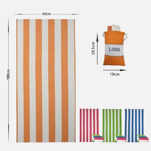 Serviette de plage rayée en microfibre douce, sans sable, personnalisée, avec sac en filet – Offre spéciale recyclée - Product Image 1