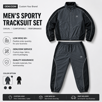 Ensemble de survêtement homme personnalisé avec logo OEM, veste zippée et pantalon de jogging, passepoil colorblock, streetwear, fournisseur en gros pour marques de mode