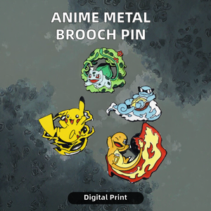 Металлический значок-брошь с дизайном Покемонов в стиле аниме, односторонний, с черным никелевым покрытием, цифровая печать, литье - Product Image 4