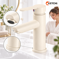 Robinet de lavabo cylindrique à levier unique, eau chaude et froide, à poser sur le comptoir, mitigeur de salle de bain en acier inoxydable
