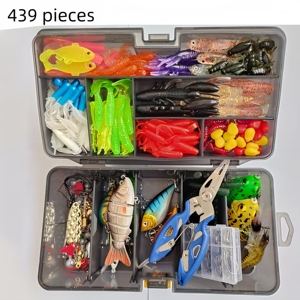 CZFIT Newbility Kit de pêche 439 pièces avec leurres, émerillons, agrafes, perles, hameçons, plombs, fils d'acier, anneaux brisés et cuillères métalliques - Product Image 5