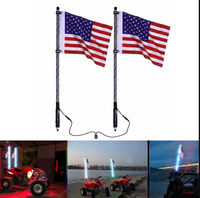 4ft مضاءة أدى ضوء سوط 20 لون RGB سارية العلم مصباح شريط التنغستن مع العلم والبعيد ل Jeep ATV UTV - 4
