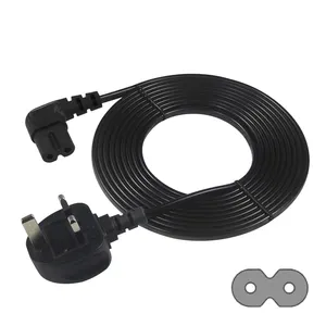 BSI 1363 Approved Iec C7 right angled connector fig-8 Ac Power Cord With 250v 3a Uk Fuse Plug