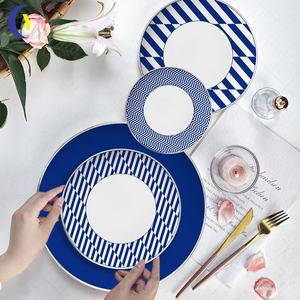Wholesale Blue Design Dessert Dishes Ceramic Dinner Plates Charger <b>Dinnerware</b> Sets for Events Rental Party Wedding - Product Image 2