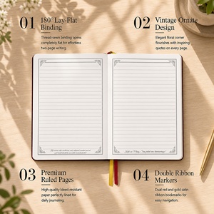 Diario Personalizzato A5 in Pelle PU <span class=keywords><strong>Rosso</strong></span> Rubino con Copertina Rigida e Stampa Dorata, per Manifestazione e Cura Personale, Stile Estonia con Doppio Segnalibro a Corda - Product Image 5