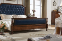 Lit en bois massif de style européen rustique antique en acajou pour chambre à coucher