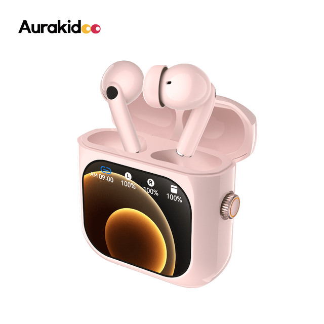 Aurakidcoo Custom X6 2.1inch TFT 35mAh Wireless Earbuds with Touch Screen AI Translator Earbuds Languages Bluetooth Earphone