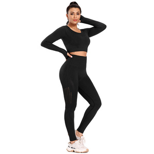 Haut de yoga sans couture pour femme, personnalisable en usine, respirant, léger, séchage rapide, coupe ajustée, pour le fitness et le sport - Product Image 2
