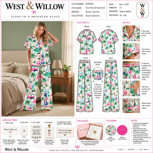 Ensemble de pyjama en bambou tissé imprimé à manches courtes pour femme, vêtements de nuit printemps-été, confortable, longueur intégrale, viscose tissée - Product Image 3