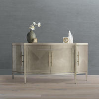 Buffet moderne de luxe haut de gamme à 4 portes, armoire de rangement incurvée couleur champagne, table console pour salon et salle à manger