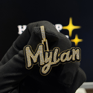 จี้ห้อยคอแบบกำหนดเอง Mylan ชื่อสั่งทำ เคลือบสีดำ ประดับเพชรฮิปฮอป มอยส์ซาไนต์ สร้อยคอเงินชุบทอง สำหรับทุกเพศ - Product Image 6