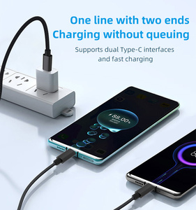 Câble de charge rapide 100W PD multi-USB-C tressé en nylon 2-en-1 double Type-C pour ordinateur et imprimante, en cuivre pur, vente en gros - Product Image 3