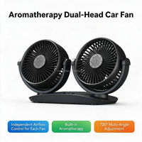 Ventilateur de voiture 12V 24V, double tête, 3 vitesses, contrôle indépendant, avec chargeur USB 10W ABS