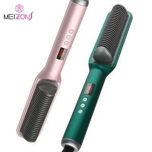 Factory Price mini Portable High Heat Straightener Brush Negative Ions Electric Hot Comb Hair Straightener