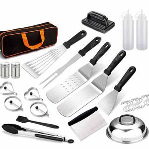 ชุดอุปกรณ์แผ่นเหล็กด้านบนแบนสำหรับแคมป์เชฟ,ชุดแผ่นเหล็ก14ชิ้นพร้อมแผ่นโลหะไม้พายแผ่นเหล็กที่ขูดวงแหวนไข่ชุดเครื่องมือสำหรับบาร์บีคิว - Product Image 3