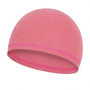 Pink Solid Color Skull Cap Unisex Adult Casual Outdoor Wear Flat Knitted 100% Polyester 56-58CM Head Circumference - Product Image 1