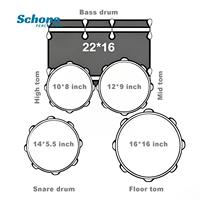 Beginner Professional Adjustable Wood Drum Set 5-Piece 2/3/4 Cymbal Poplar PVC Construction Practice Performance Percussion