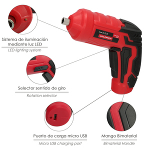 Cacciavite 4V con LED, custodia e 5 punte per cacciavite, batteria ricaricabile USB - Product Image 3
