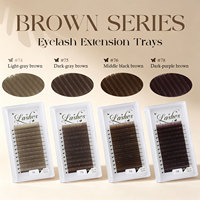 Extensions de cils bruns professionnelles, douces, naturelles, brun foncé, en plateau individuel, vente en gros, marque privée, finition mate