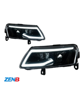 Gruppo Fari per <span class=keywords><strong>Audi</strong></span> <span class=keywords><strong>A6</strong></span> <span class=keywords><strong>C6</strong></span> 2005-2011, Aggiornato allo Stile Rolls-Royce con Lenti LED e Indicatori di Direzione Sequenziali - Product Image 1