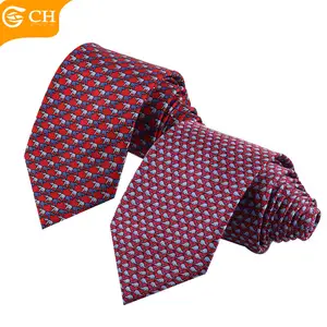 Nuovo stile Senior Factory stampato cravatte eleganti di alta qualità serigrafia elefante cravatte personalizzate delfino rosso 100% seta cravatte