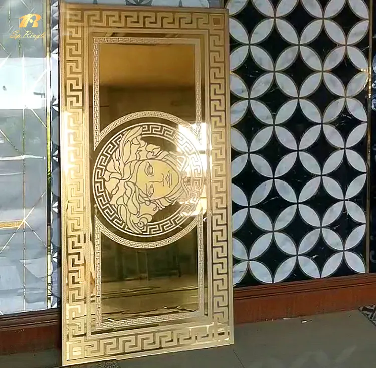 Benutzer definierte Luxushotel Lobby Innen waschbecken Wand muster Fliesen Gold dekorative Boden Keramik poliert Bad und Toilette Fliesen