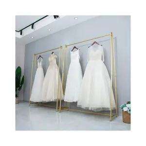 Gold Wedding Shop Wall-Mounted Garment Rack Dress Display Shelving for Wedding Gowns Clothes Rack for Stylish Display