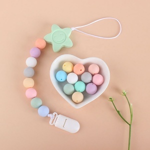 Perles rondes en silicone de 15 mm, très vendues sur Am Azon, perles focales en vrac pour la fabrication de bracelets, de chaînes de sucettes, jouets à mâcher pour bébés - Product Image 5
