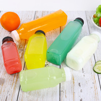 Bouteilles en plastique carrées jetables de haute qualité de 12 oz, bouteilles en plastique PET transparentes, bouteilles de jus en plastique, bouteilles d'eau en plastique avec bouchon à vis