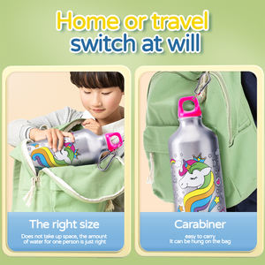 Botella de agua inoxidable de unicornio, 500ml de capacidad, pegatina de diamante, botella de agua DIY artesanal, juguetes de dibujo para estudiantes de escuela - Product Image 3