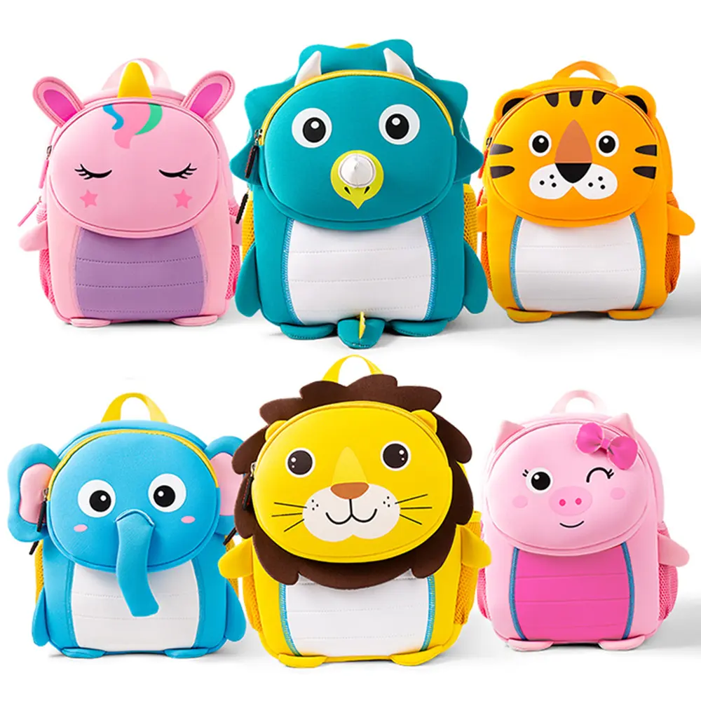 Astorted Style Cartoon Animal Kids Bag School Backpack Custom LOGO Made Children Animal Printing Backpack