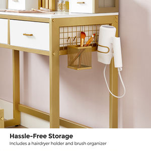 <span class=keywords><strong>VASAGLE</strong></span> Table de toilette de luxe en gros avec miroir de maquillage à 10 lumières <span class=keywords><strong>LED</strong></span> et tiroirs - Product Image 4