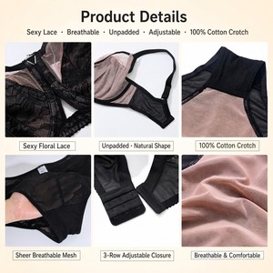 <span class=keywords><strong>Soutien</strong></span>-<span class=keywords><strong>gorge</strong></span> push-up sans doublure à armatures, grandes tailles, effet liftant, pour poitrines généreuses, sexy, en dentelle froncée, 75 80 85 90 95 DEFGHIJKL 80001 - Product Image 3