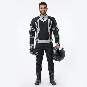 Customizable Canvas <b>Stand</b> Collar Windproof Motorcycle Rider Jacket Breathable Auto Racing Wear for Men and Women Plain Dyed - Product Image 1