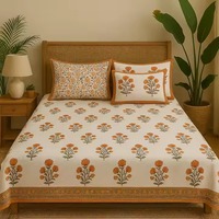Draps de lit super doux en coton blanc orange 100% de qualité supérieure respirants King Size Literie de luxe de style tropical