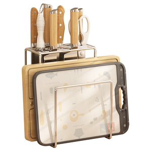 Soporte multifunción moderno para cuchillos de acero inoxidable 304, soporte para palillos, estante de almacenamiento de cocina grueso integrado, almacenamiento de corte - Product Image 5