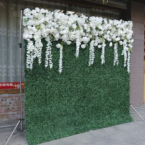 J-064 Sfondo Floreale Artificiale con Supporto in Tessuto Bianco, Parete Verde Decorativa per Matrimoni Ispirata all'Amazzonia - Product Image 1
