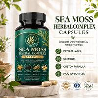 Capsules de complément de mousse marine haute puissance avec huile de nigelle et Ashwagandha 19445mg pour le soutien de la santé immunitaire, marque privée, en vrac