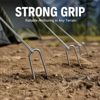 Piquets de tente en U en acier galvanisé robustes pour camping, piquets de sol 4-9mm pour auvent et gazebo 17.5-30cm, marque 1+1, vente en gros