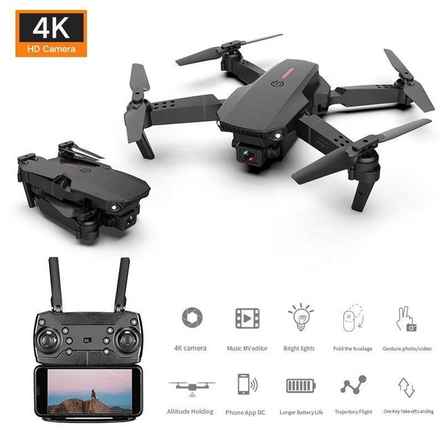 E88 Drone Fixed Height Dual 4K 1080P Camera Mini RC Drone Toys Mini Folding RC Quadcopter Remote Drone Long Flight Time
