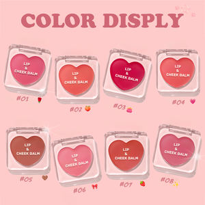 OEM organico vegano impermeabile Make Up di colore rosa fard a forma di cuore naturale monocromatico grazioso fard labbra e guancia balsamo - Product Image 3