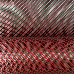 Fabricant de tissu jacquard sergé en fibre de carbone processus et vente en gros renforcement de la construction tissu en fibre de carbone rouge