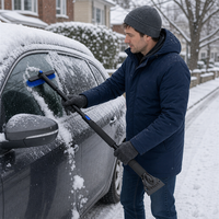Brosse à neige télescopique en mousse à poils rigides avec manche en fer et grattoir à glace ABS pour pare-brise de voiture – Idéale pour l'hiver