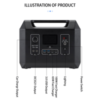 Chargeur sans fil 600W 1200W, chargeur rapide Type-C, panneau solaire MPPT, lampe de poche, station d'alimentation portable pour le camping et les voyages